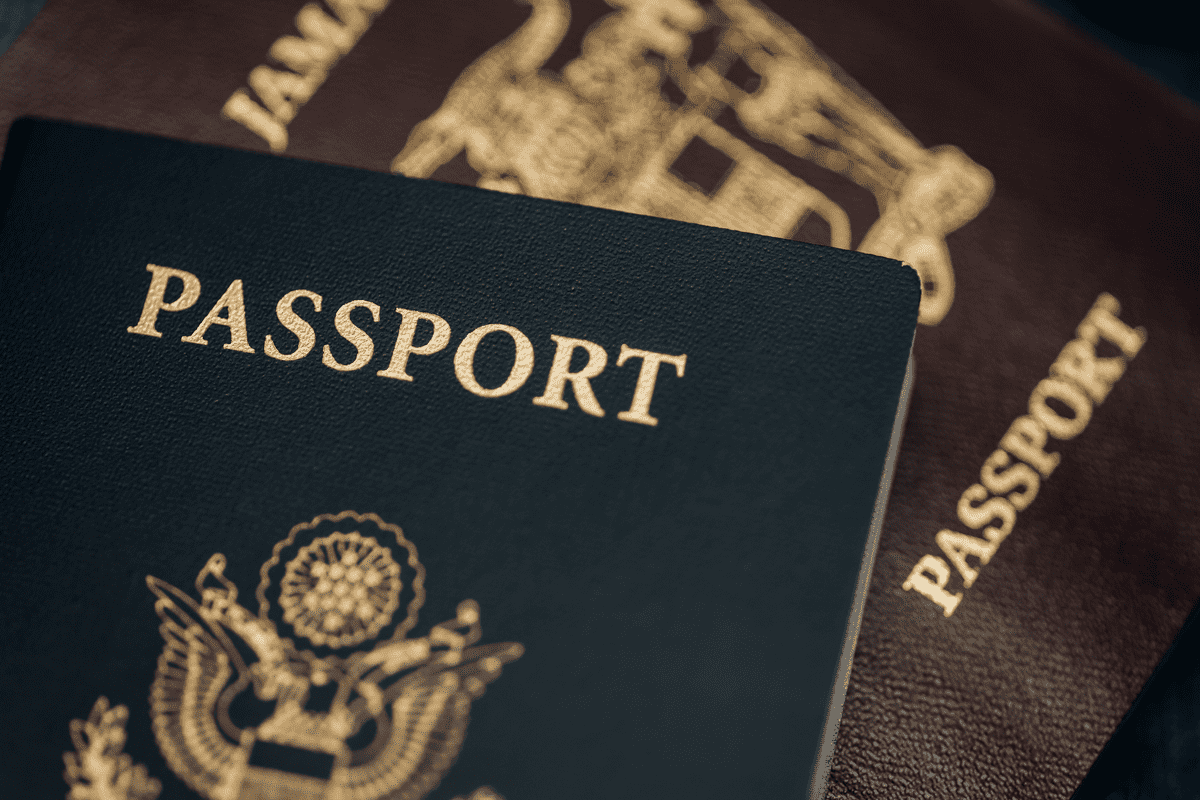 travel and destination american passport and jamai